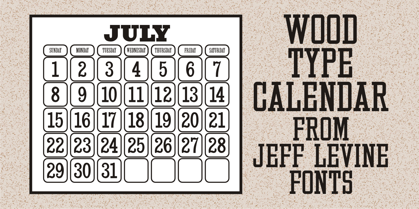 Wood Type Calendar JNL
