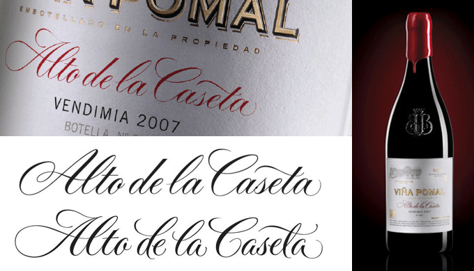 Custom lettering for a wine bottle label