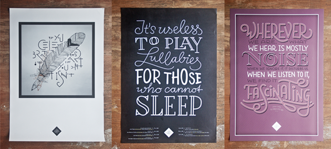 A selection of hand lettered posters by Sascha Timplan