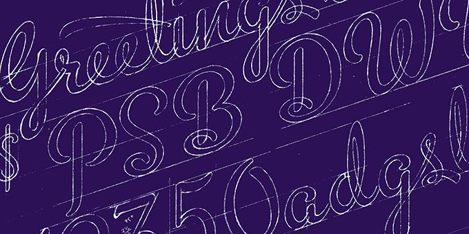 Blueprint sketches
  for Michael Doret’s Metroscript font