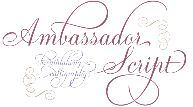 Ambassador Script font sample