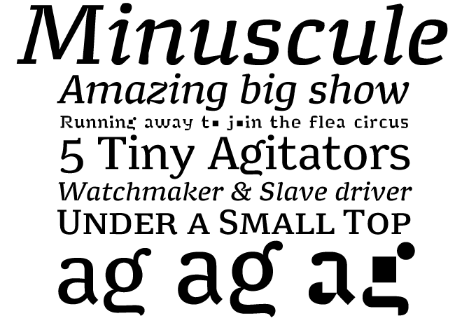 Minuscule font sample