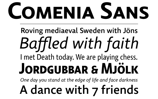Comenia Sans font sample