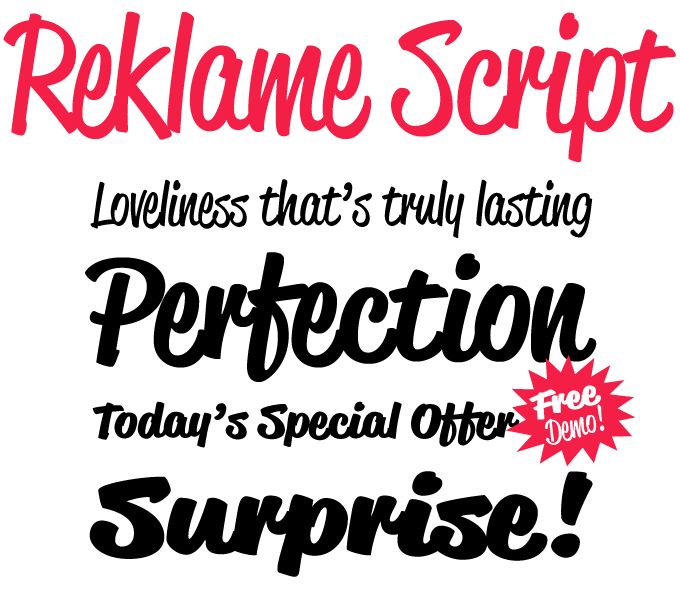 Reklame Script font sample