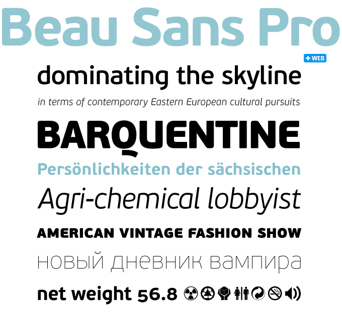 Beau Sans Pro font sample