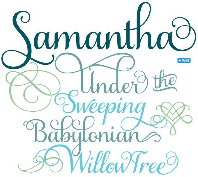 samantha upright font glyphs