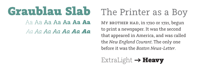 Graublau Slab font sample