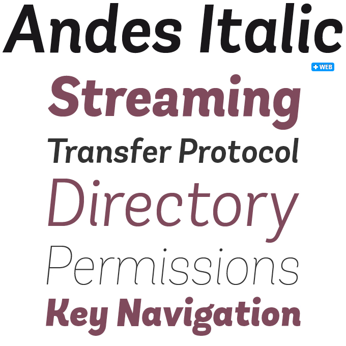 Andes Italic font sample