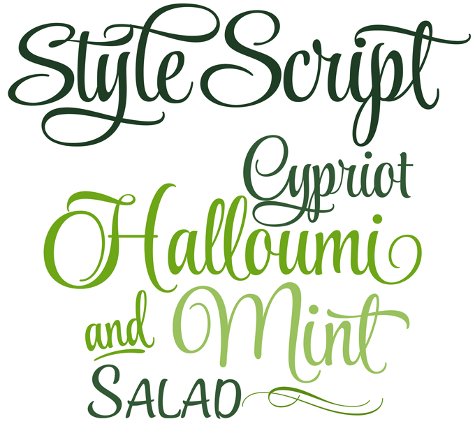 Estilo Script fuente muestra