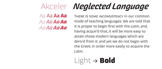 Akceler font sample