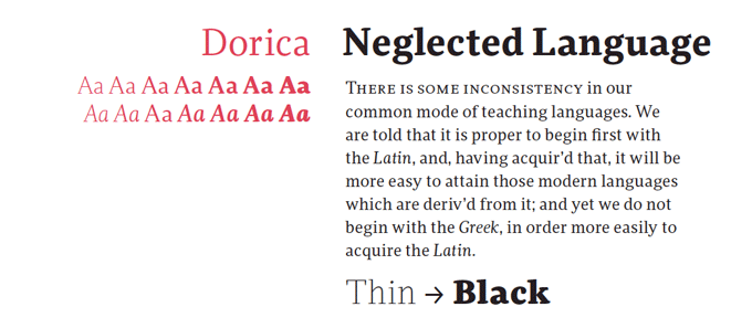 Dorica font sample