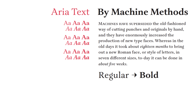 Aria Text font sample