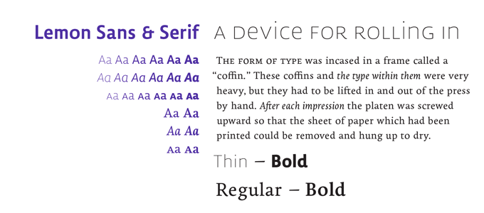 Lemon Sans and Serif font sample