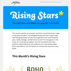 MyFonts Rising Stars Newsletter, April 2015